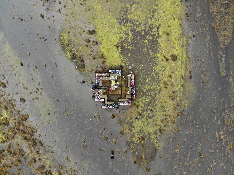 aerial shot of Oyster Table in Portree