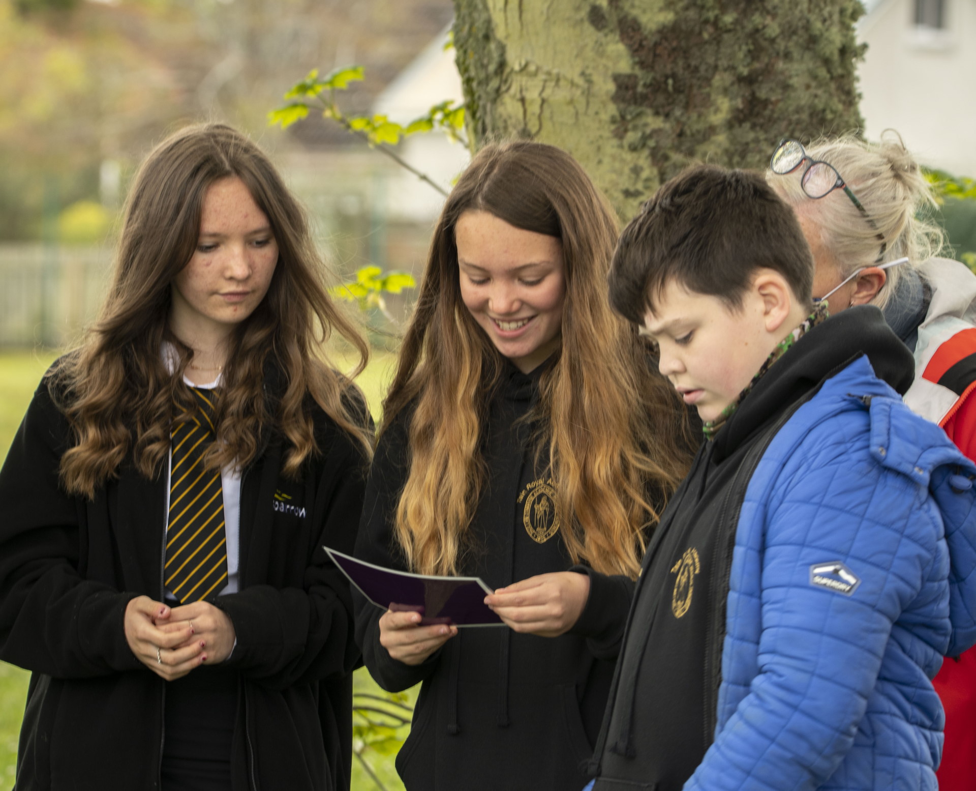 Tain High School pupils learning about peatlands with the Science Skills academy outside.