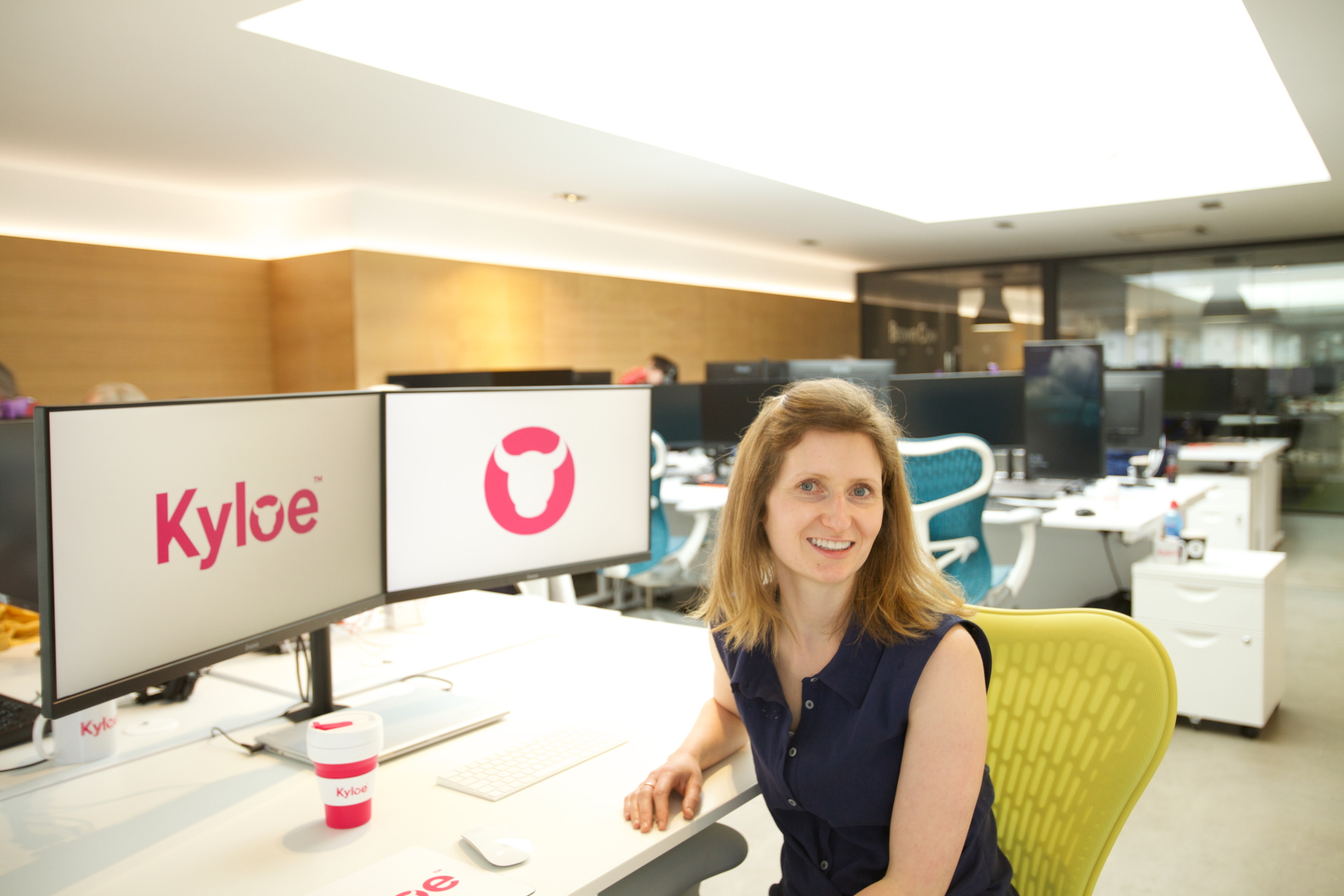 Fiona Morgan from Kyloe in Orkney sitting in front of PC