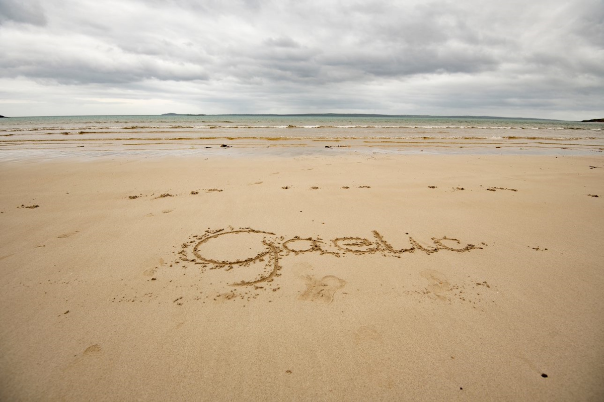 Gaelic written in the sand
